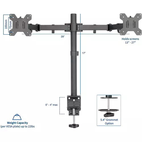 BRAZO P/ 2 MONITORES 13&quot;-32&quot; AREA51